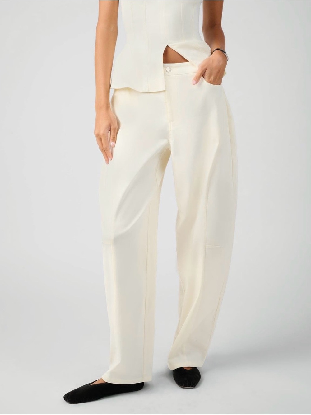 WeWoreWhat Balloon Trouser- Women's Cream Trousers
